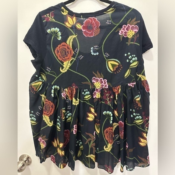 Anthropologie Deletta Floral Cropped Front Blouse Top Sz M - Picture 2 of 7